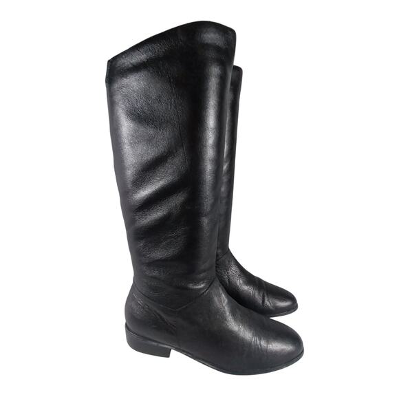 ST. JOHN'S BAY! BLACK GENUINE LEATHER LIW HEEL SCRUNCHY/STRAIGHT BOOTS! SZ 7.5M - Picture 1 of 11